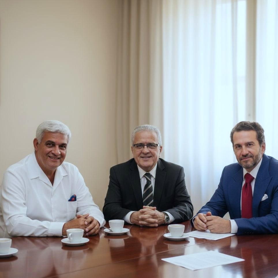 Dr. Paulo Gusmão ao lado dos outros dois ortopedistas da família